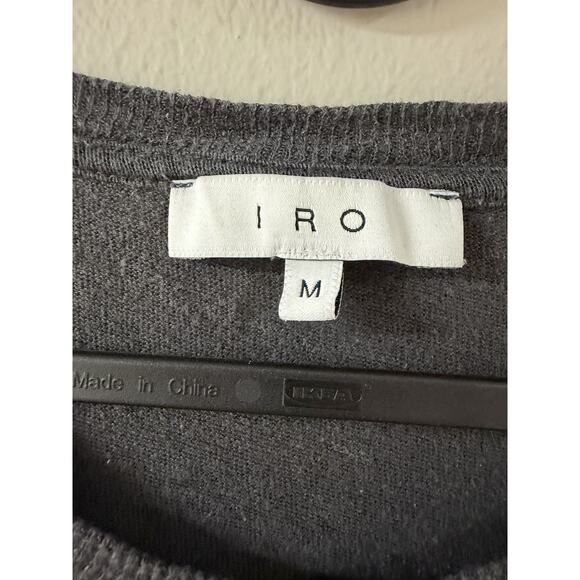 IRO Black Linen Destroyed Short Sleeve Tee T Shirt Top Size M Medium - Picture 4 of 4